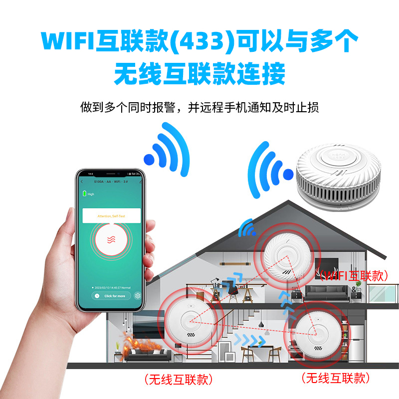 互联+WiFi智能烟感报警器